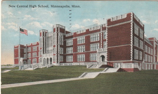 Vintage Used Postcard: 1914 New Central High School, Minneapolis, MN
