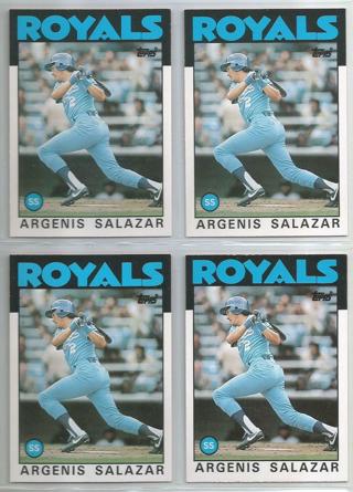Lot of (4) 1986 Topps Traded Argenis Salazar #96T Royals