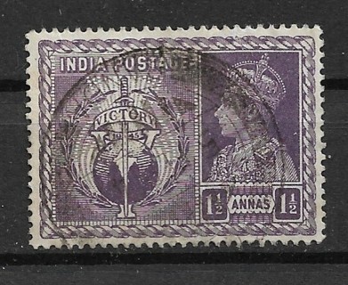 1946 India Sc196 1½a WWII Victory of the Allied Nation used
