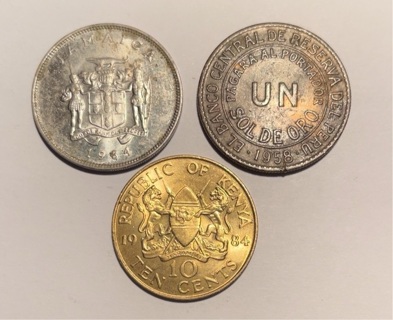 3 Different Vintage Dollar Sized Foreign Coins