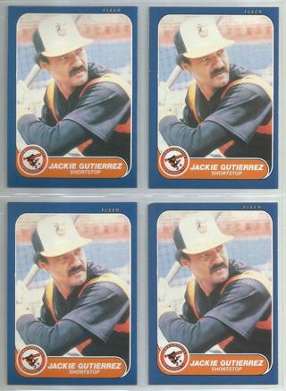 Lot of (4) 1986 Fleer Update Jackie Gutierrez #U-47 Orioles