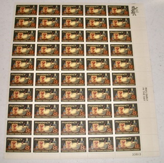 Scott #1473, Pharmacy, 120 Years,  Sheet of 50 Useable 8¢ US Postage Stamps