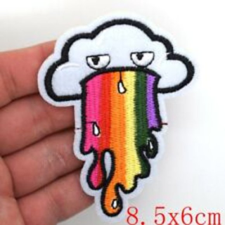 1 cloud puking rainbow iron on patch FREE SHIPPING adhesive applique