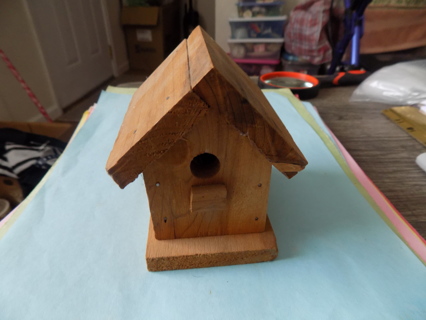 Handmade 4 inch tall and wide wooden birdhouse