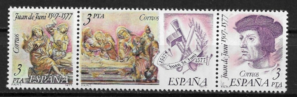 1978 Spain Sc2089a Art by Juan de Juni MNH strip of 3