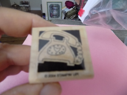 Wood mount rubber stamp telephone 1 1/2 inch 2004 Stampin up