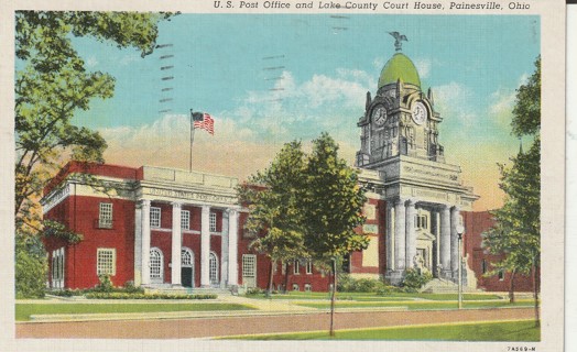 Vintage Used Postcard: 1946 US Post Office & Court House, Painesville, OH