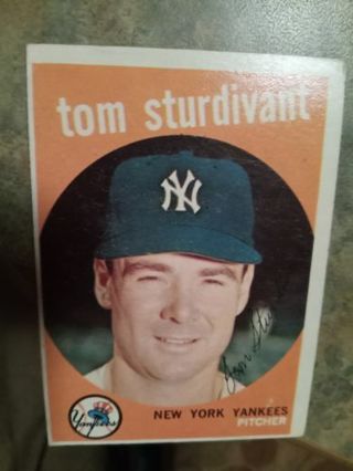 1959 T.C.G. TOM STURDIVANT NEW YORK YANKEES BASEBALL CARD# 471