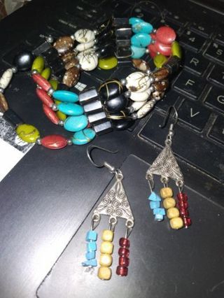 Magnetic wrap bracelet and earrings