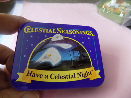 Celestial Seasoning Purple tin Have a celestial night 3 x 2 1/2