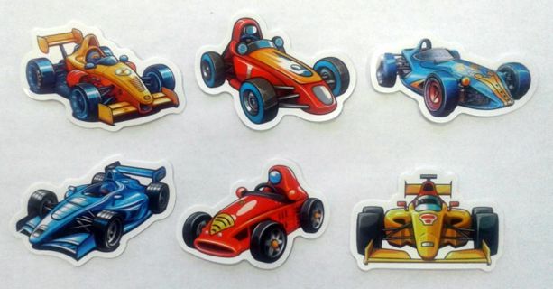 Six Race Car Vinyl Stickers #4