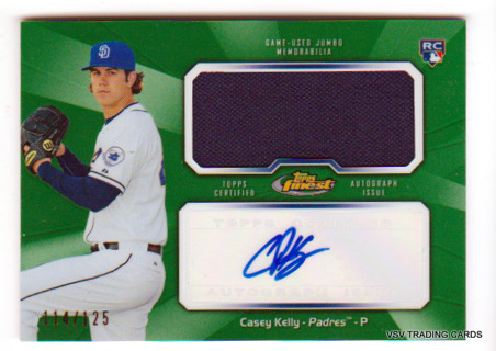 Casey Kelly 2013 Topps Finest AUTO RELIC ROOKIE Baseball Card JR-CK San Diego Padres, 114/125