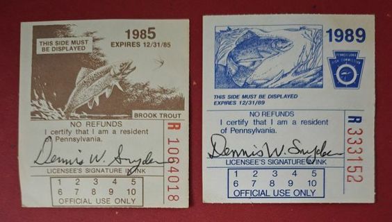 Two Fishing License 1985 and 1989