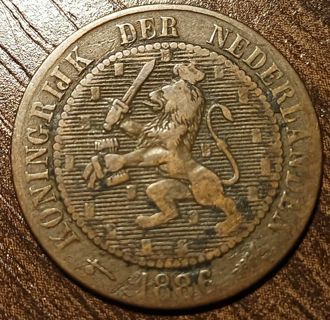 1886 Netherlands 2-1/2 Cents Full bold date!