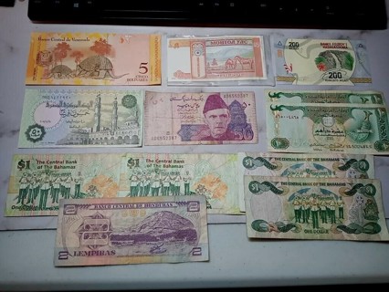 12 Different Foreign Paper Money  Banknotes World Currency