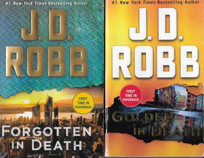 (3) J. D. Robb Paperback BOOKS : Golden in Death & Rapture in Death & Forgotten in Death