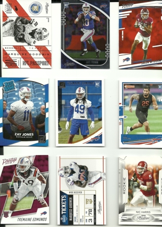 Fun Pack Football Cards: Nine Buffalo Bills Football Trading Cards 2020 and older 