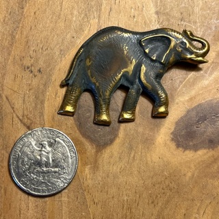 Metal (Brass?) Elephant Pin Brooch~ Nice Patina:)