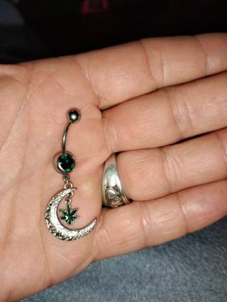 Stainless steel belly button ring.