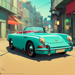 Listia Digital Collectible: Turquoise Convertible Porsche