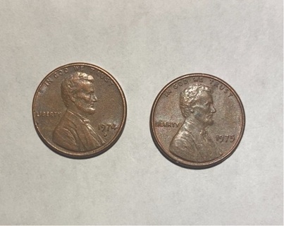 1974 D & 1975 P LINCOLN MEMORIAL CENTS 