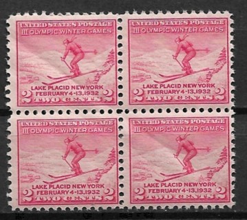 1932 Sc716 Lake Placid Olympics MNH block of 4