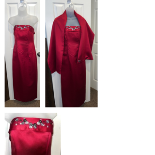 Exquisite Red Ball Gown And Shawl By All That Jazz, Size 3/4, For Formal Events
