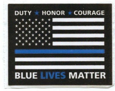 Black & Thin Blue Line USA Flag, BLUE LIVES MATTER, Very Small 2"x1-1/2" Sticker