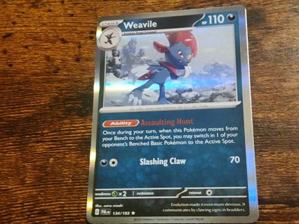 Pokemon Weavile holo rare 134/193 card