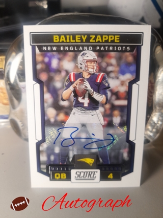 Autograph Bailey Zappe On Card auto Patriots