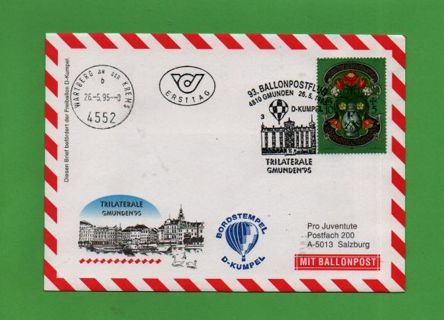 93. Balloon post Austria - 1995 - Combine with FDC of the stamps Gmunden / Wartberg a.d. Krems