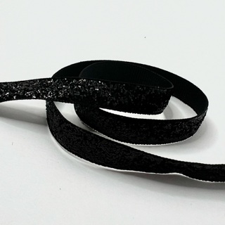 Black Chunky Glitter 3/8” Wide Ribbon 