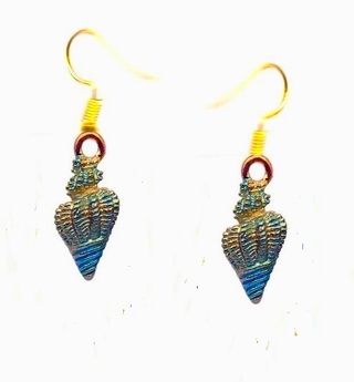 GP Blue Enamel Conch Shell Earrings #2 (PLEASE READ DESCRIPTION