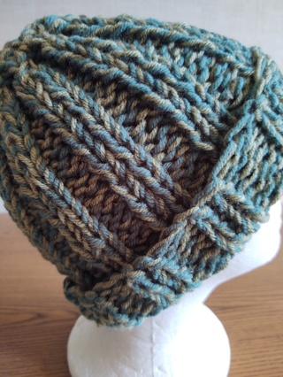 Hand Knit Two Tone Green Hat