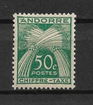 1943 Andorra (French) ScJ23 50c Postage Due MH