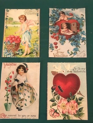 Set of 4 Valentines Mini-Post-cards - Lot #1