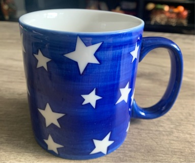 Eddie Bauer Blue & White Stars Patriotic Coffee Mug Preowned 