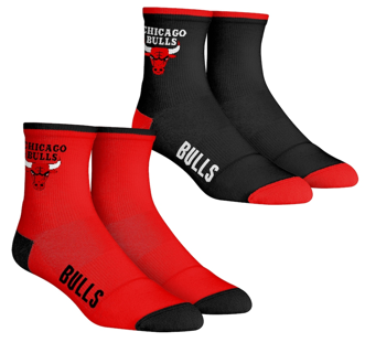 New NBA Chicago Bulls Rock Em Socks Core Team 2-Pack Quarter Length Sock Set Sz L-XL