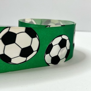 Green Soccer Ball Print Satin 2” Ribbon 