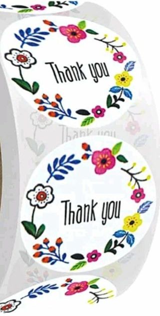↗️⭕SPECIAL⭕(32) 1" FLORAL THANK YOU STICKERS!!⭕