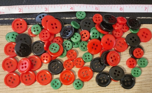 RESERVED - NEW - 84 Buttons - Red, Green & Black - 4 hole