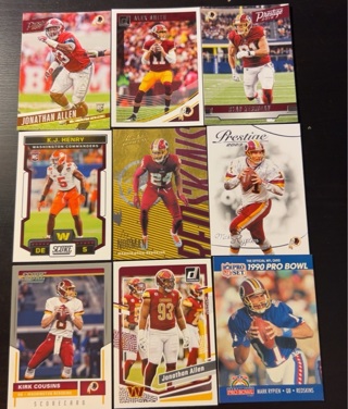 9 Washington Redskins football cards