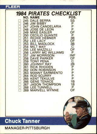 1984 Fleer Baseball #657 CL: Pirates Mets Chuck Tanner MG
