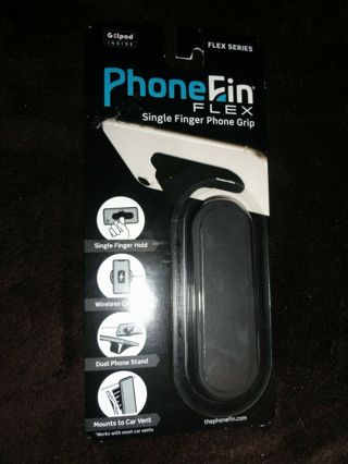 Phone Fin Flex Series Black Single Finger Phone Grip Stand Attachment PhoneFin Pop Holder Accessory