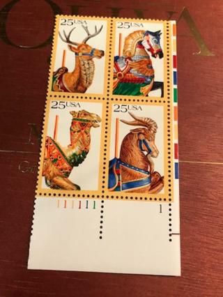 #2390-93 CAROUSEL ANIMALS. MINTNH  PLATE BLOCK. F-VF NH!