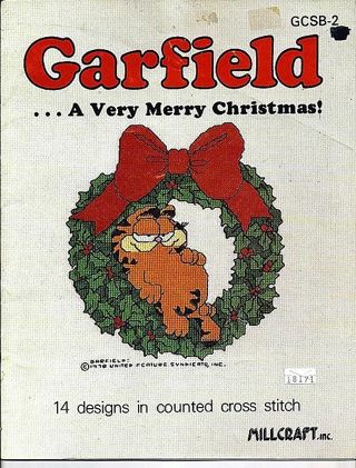 UNUSED 1978 GARFIELD...A VERY MERRY CHRISTMAS=CROSS STITCH BIG BOOK