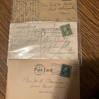 3 OLD POSTCARDS WITH GREAT STAMPS- VERY COLLECTIBLE