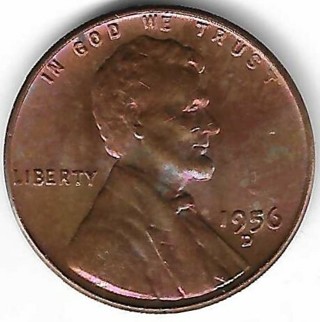 1956-D Lincoln Wheat Penny Toned