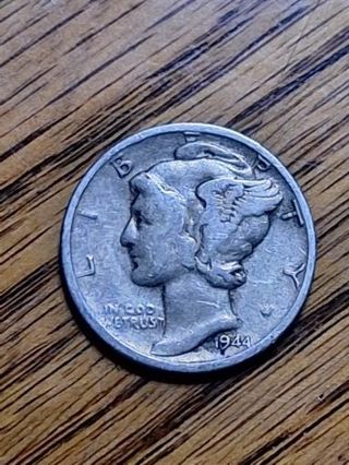 1944 S Winged Liberty Mercury Dime VF 90% Silver