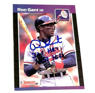 Autographed Ron Gant 1989 Donruss l #50 Atlanta Braves/with 321 Hr's & 1651 Hits Inscriptions 